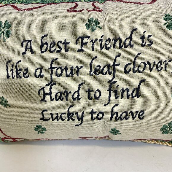 Decorative Throw Pillow With Irish Four-Leaf Clover Quote & Gold Trim - "A Best - Picture 8 of 9